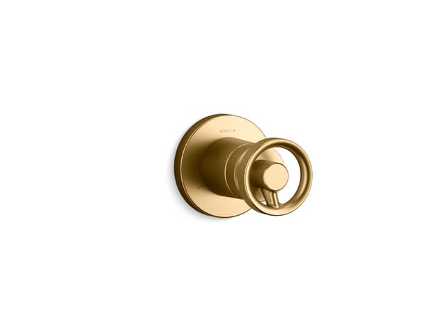 Kohler Components MasterShower transfer valve trim with Industrial handle - Vibrant Brushed Moderne Brass