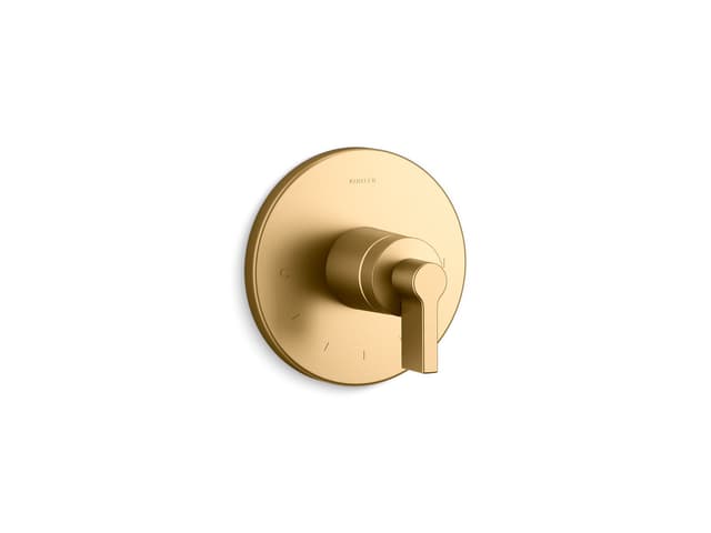 Kohler Components MasterShower temperature control valve trim with Lever handle - Vibrant Brushed Moderne Brass