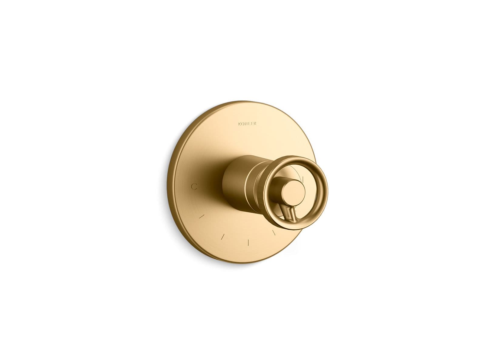 Kohler Components MasterShower temperature control valve trim with Industrial handle - Vibrant Brushed Moderne Brass by Kohler