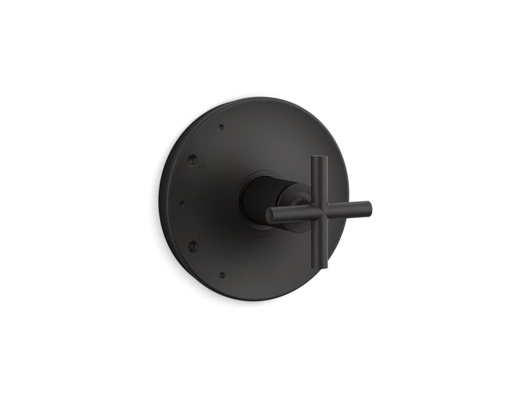 Kohler Purist Rite-Temp valve trim with cross handle - Matte Black by Kohler