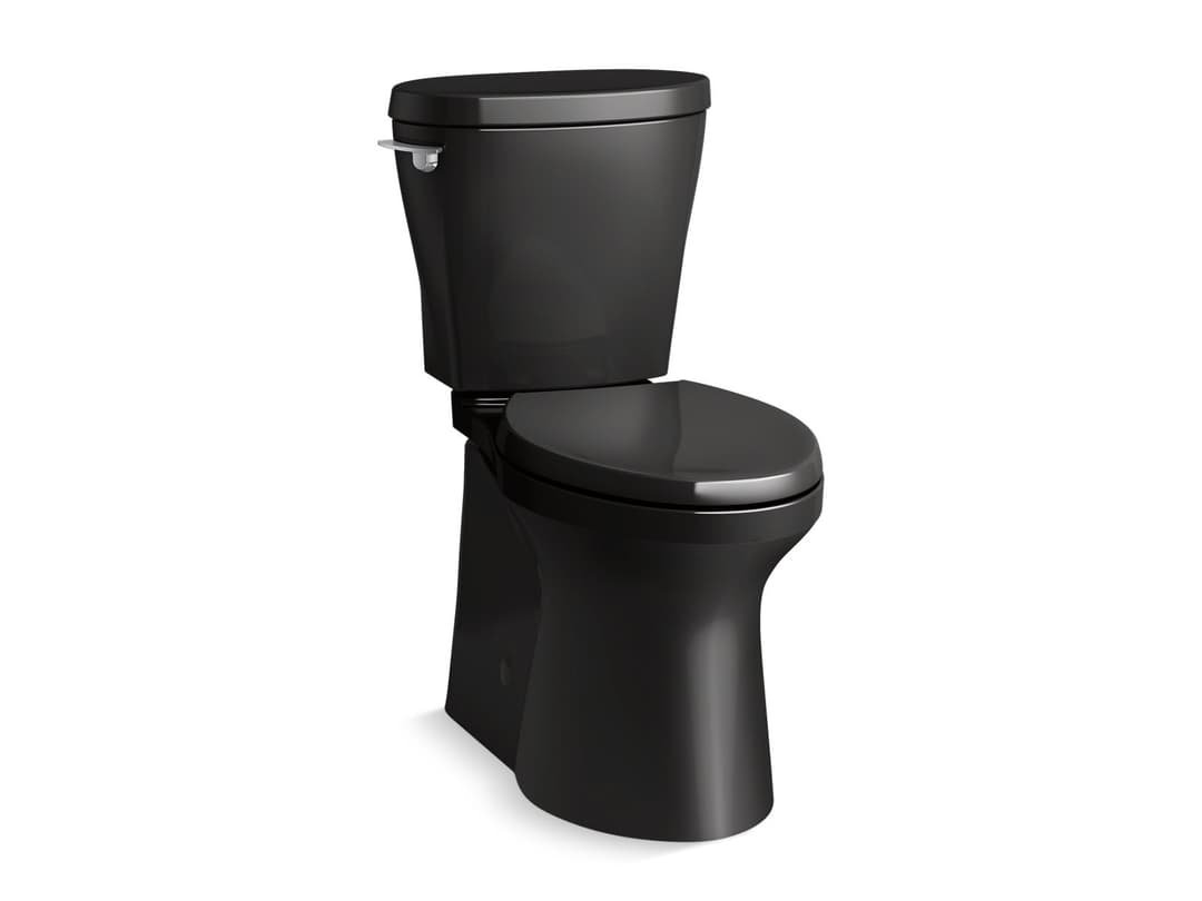 Kohler Betello ContinuousClean XT two-piece elongated toilet with skirted trapway, 1.28 gpf - Black by Kohler