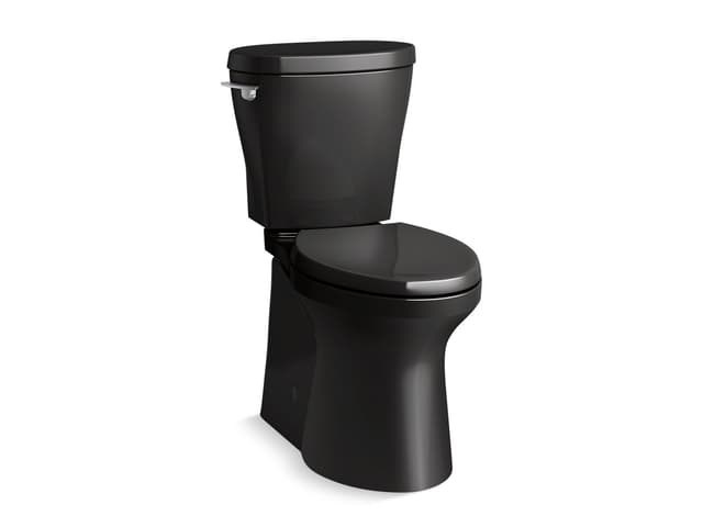 Kohler Betello ContinuousClean XT two-piece elongated toilet with skirted trapway, 1.28 gpf - Black