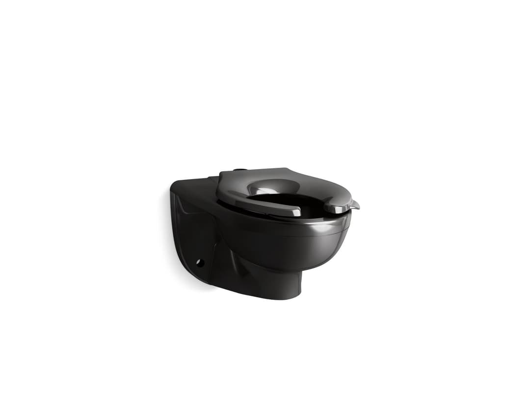 Kohler KingstonE Ultra Wall-mount top spud flushometer bowl - Black by Kohler