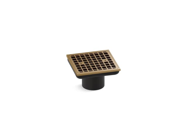 Kohler Clearflo Square brass tile-in shower drain (drain body not included) - Vibrant Brushed Moderne Brass