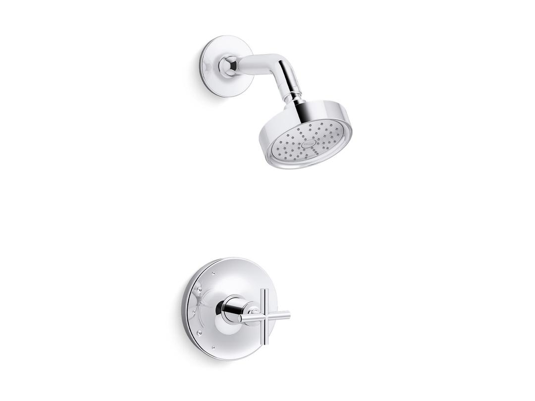Kohler Purist Rite-Temp shower trim kit with cross handle, 1.75 gpm - Polished Chrome by Kohler