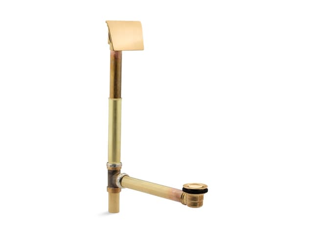 Kohler Tea-for-Two 1-1/2'' contoured pop-up drain and overflow for above- or through-the-floor installation - Vibrant Brushed Moderne Brass