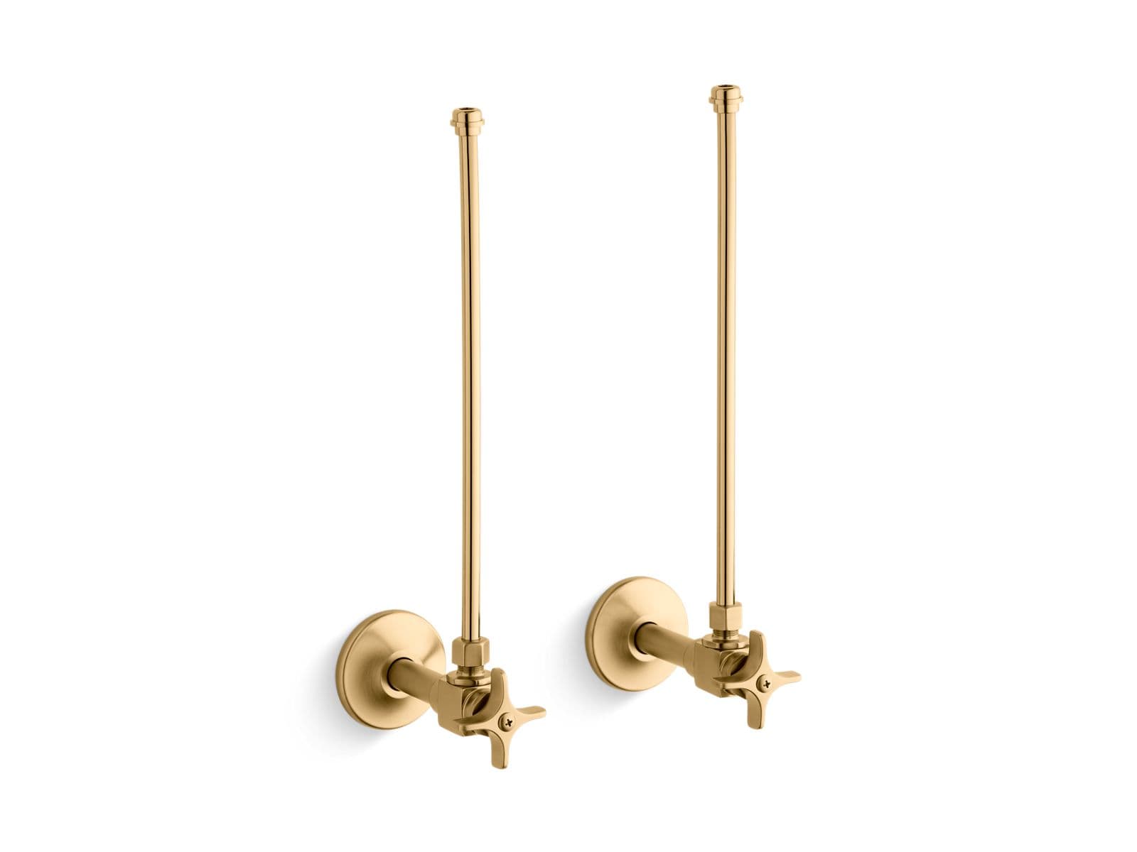 Kohler Pair 3/8'' NPT angle supplies with stop, cross handle and annealed vertical tube - Vibrant Brushed Moderne Brass by Kohler