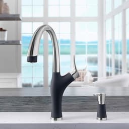 Blanco Artona Pull-down Dual-spray Kitchen Faucet - PVD Steel/white - Pvd Steel with Anthracite - image 4