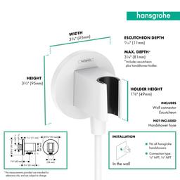 Hansgrohe Fixfit S Wall Outlet with Handshower Holder in Chrome - Matte White - image 3