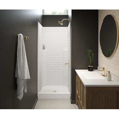 Aker 13636STT Acrylx Alcove Center Drain One-piece Shower - Bone by Aker