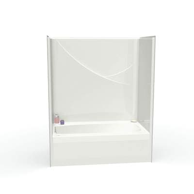 Aker FHA 6032 TS Acrylx Alcove Left-hand Drain One-piece Tub Shower - Sterling Silver by Aker