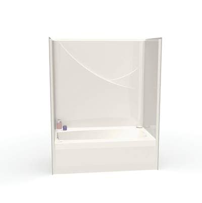 Aker FHA 6032 TS Acrylx Alcove Right-hand Drain One-piece Tub Shower - Biscuit by Aker