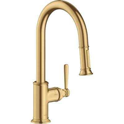 Axor Montreux Higharc Kitchen Faucet 2-Spray Pull-down, 1.75 GPM - Brushed Gold Optic by Axor