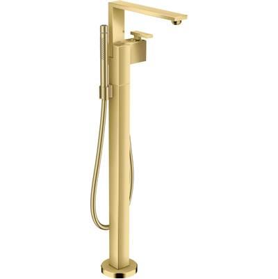 AXOR Edge Freestanding Tub Filler Trim with 1.75 GPM Handshower - Diamond Cut in Polished Gold Optic by Axor