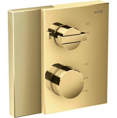 AXOR Edge Thermostatic Trim with Volume Control - Diamond Cut in Polished Gold Optic by Axor