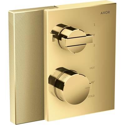 AXOR Edge Thermostatic Trim with Volume Control and Diverter - Diamond Cut in Polished Gold Optic by Axor