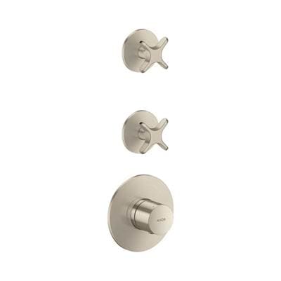 Axor One Thermostatic Module Trim with 2 Volume Controls, Cross Handle - Brushed Nickel by Axor
