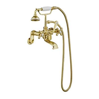 Barclay Elephant Spout Hand Shower, W/ Swvl Mts, Cross Hdls, Brass - Polished Brass by Barclay
