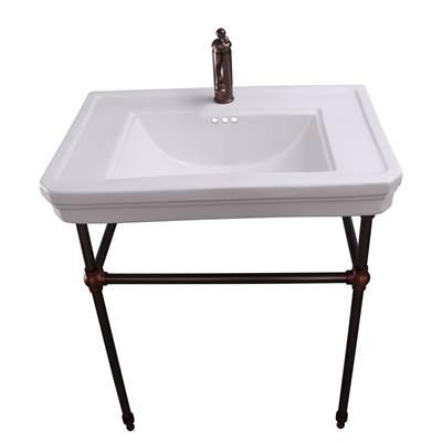Drew 30'' Console w/Stand, White, 1 Faucet Hole, PB Stand by Barclay