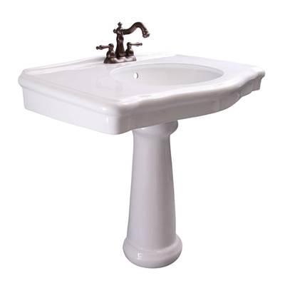Anders Rectangular Pedestal Lavatory, 8'' WS, White by Barclay