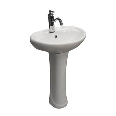 Barclay Ashley Pedestal with 1 Faucet Hole, Overflow - White by Barclay