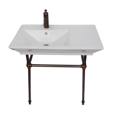 Barclay Opulence Console 31-1/2'', Rect Bowl, 1-hole, White, ORB Stand - Oil Rubbed Bronze by Barclay