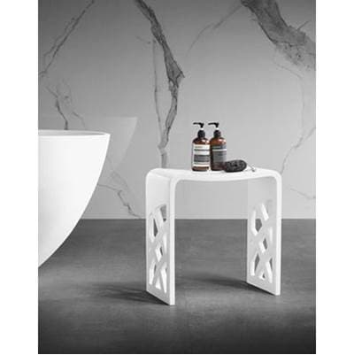 Barclay Barstone Shower Stool, White Gloss - Glossy White by Barclay