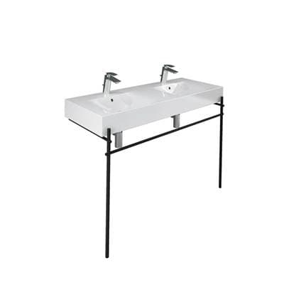 Barclay Des 1210 Double Bowl Basin WH 1-Hole Ea,w/brass Stand, Black - Matte Black by Barclay