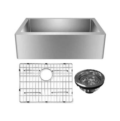 Adelphia 27''GOLD SS Farmr Sink w/GOLD Wiregrid & Strainer by Barclay