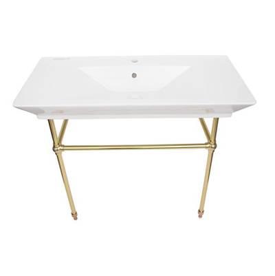 Opulence Console 39-1/2'', Rect Bowl, 1-hole, White, PB Stand