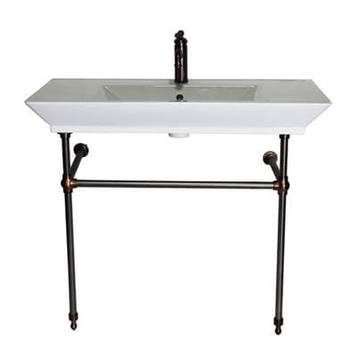 Barclay Opulence Console 39-1/2'', Rect Bowl, 1-hole, White, ORB Stand - Oil Rubbed Bronze by Barclay
