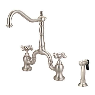 Barclay Carlton Kitchen Bridge Faucet Sidespray & Metal Cross Hdl,bn - Brushed Nickel by Barclay