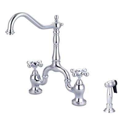 Barclay Carlton Kitchen Bridge Faucet Sidespray & Metal Cross Hdl,cp - Polished Chrome by Barclay
