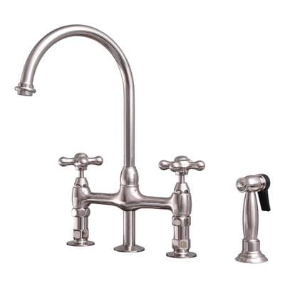 Barclay Harding Kitchen Bridge Faucet Sidespray & Metal Cross Hdl,bn - Brushed Nickel by Barclay