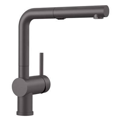 Linus Low Arc Pull-Out Dual-Spray Kitchen Faucet - Cinder by Blanco
