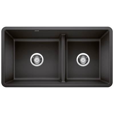 Precis SILGRANIT 33'' 60/40 Reversible Double Bowl Undermount Kitchen Sink with Low Divide - Anthracite by Blanco