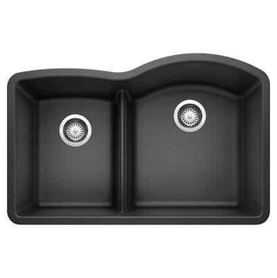 Diamond SILGRANIT 32'' 40/60 Reverse Double Bowl Undermount Kitchen Sink with Low Divide - Anthracite by Blanco