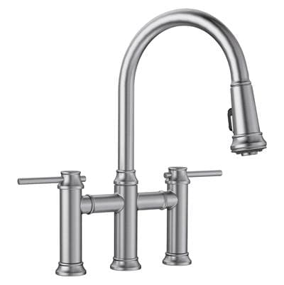 Blanco Empressa Pull-down Dual-spray Bridge Faucet - Pvd Steel by Blanco
