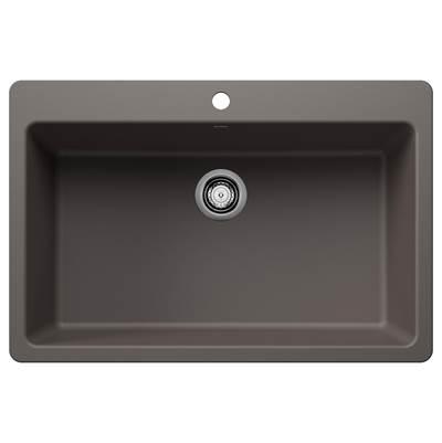 Liven SILGRANIT 33'' Super Single Dual Mount Kitchen Sink - Volcano Gray by Blanco