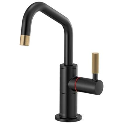 Brizo Litze Instant Hot Faucet with Angled Spout and Knurled Handle - Matte Black with Luxe Gold by Brizo