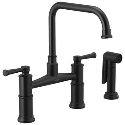 Brizo Artesso Bridge Faucet with Side Sprayer - Matte Black by Brizo