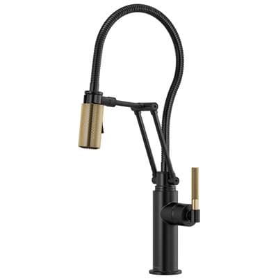 Brizo Litze Articulating Faucet with Finished Hose - Matte Black with Luxe Gold by Brizo