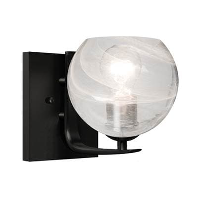 Besa Lighting Jilly Vanity, Vapor Clear, Black Finish, 1X60W E26 Base by Besa Lighting