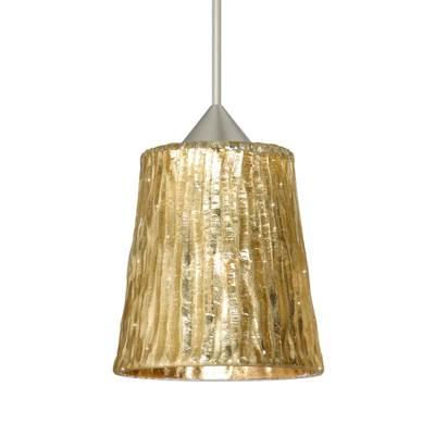 Nico 4 Cord Pendant, Stone Gold Foil, Satin Nickel Finish, 1X5W Led by Besa Lighting