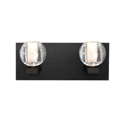 Besa Lighting Boca Vanity, Clear Bubble, Black Finish, 2X40W G9 Base by Besa Lighting