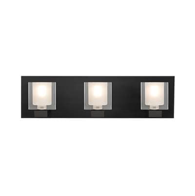 Besa Lighting Bolo Vanity, Clear, Frost, Black Finish, 3X3W Led by Besa Lighting