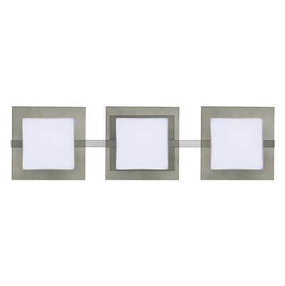 Besa Lighting Alex Vanity, Opal, Smoke, Satin Nickel Finish, 3X50W G9 by Besa Lighting