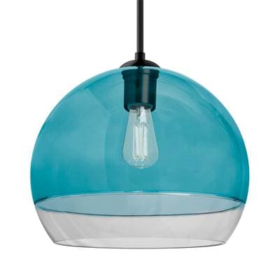 Besa Lighting Ally 12 Cord Pendant for Multiport Canopy, Coral Blue, Clear, Black Finish, 1X8W... by Besa Lighting