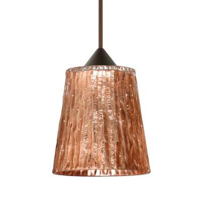 Nico 4 Cord Pendant For Multiport Canopy, Stone Copper Foil, Bronze Finish, 1X50W Max Gy6.35 Base by Besa Lighting