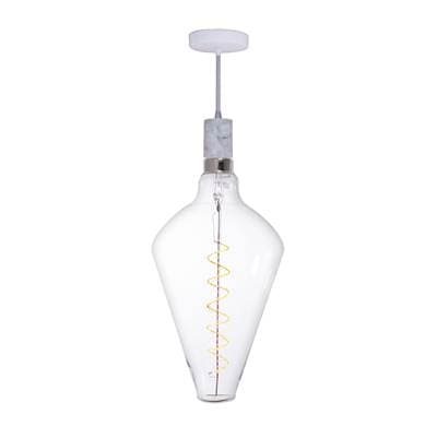 Bulbrite 4W Led Diamond Shaped Grand 2200K Filament W/ White Marble Pendant with White String by Bulbrite